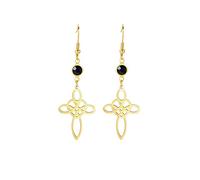 Earrings for Women Stainless Steel Black Birthstone Witches Knot Triple Moon Celtic Knot Drop Dangle Earrings Wicca Pagans Jewelry (gold 2)