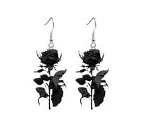 Earrings For Women Studs Earrings Dangle 2D Flat Acrylic Petal Long Drop Rose Flower Statement Accessories Long Acrylic Petal Dangle Drop For Women Heart Initial Stud (Black, One Size)