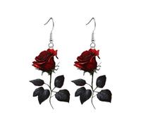 Earrings For Women Studs Earrings Dangle 2D Flat Acrylic Petal Long Drop Rose Flower Statement Accessories Long Acrylic Petal Dangle Drop For Women Heart Initial Stud (A, One Size)