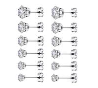 Earrings For Women Surgical Cubic Zirconia Stud Earrings Set 6 Pairs3mm/8mm Big Hoops Earrings for Women (Silver, G)
