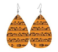 Earrings For Women Teardrop African Animals Lightweight Teardrop Faux Leather Earrings Colorful Drop Earring For Daily Wear Accessories Decoration