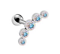 Earrings for Women Thick Rod Ear Pin Five Small Earrings High Grade Green Leaf Silver (Mint Green, One Size)