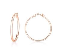 Earrings for Women Trendy, Rose Gold Hoop Earrings for Women Minimalist Style Irregular Semi Flat Coil 40mm for Wife Valentines Day Jewelry Modern