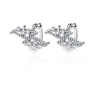 Earrings for Women Trendy, Silver Earring Clip on Cubic Zirconia Wings 12X7.5mm for Aunt Graduation Jewelry Classic