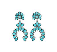 Earrings for Women Western Earrings Jewelry For Women Handmade Long Boho Turquoise Pearls Layered Cow Girls The Alloy Bohemian National Wind Restoring Ancient Ways Turquoise (A,One Size)