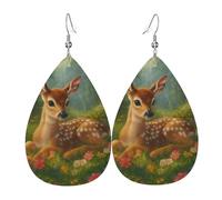 Earrings Graceful Deer In Wildflower Meadow Leather Earrings Hanging Fun Ear Stud For Beach Party Women