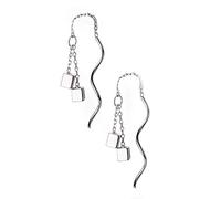 Earrings, Great Gift For Mother's Day, Fashion Women Chain Tassel Cube Dangle Pendant Wave Earrings Jewelry Decor Gift Clever treatment