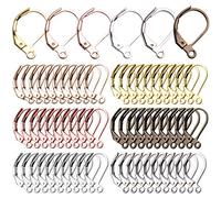 Earrings Hooks Leverback, 60pcs Leverback Earring Hooks Earwires Open Loop French Style for Earring Jewelry Making, Antique Bronze, White Gold, Silver, Gold, KC Gold, Rosegold