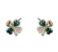 Earrings Hoops 2024 Summer | S925 Silver Flower Earrings With Retro | Unique Design Featuring Green Gemstones Star Studs (Green, 5X5CM)