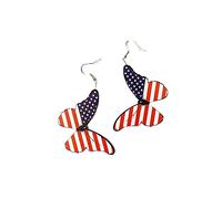Earrings Hoops Cute Funny Flag Acrylic Drop Dangle Earrings Independence Day Patriotic 4th Of July For Women Girl Flag Day Gift Girls Silver (Red, One Size)
