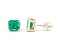 Earrings Hypoallergenic Sensitive Ears Women 9K/14K/18K Gold Simple 1ct/2ct Created Emerald Stud Earrings