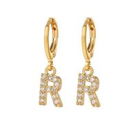 Earrings Jewelry 26 Initial Earrings 26 Alphabet A Z Alphabet Initial Gold Light Feeling For Women Girls (R, One Size)