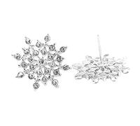Earrings Jewelry Temperament Bright Inlaid Snowflake Earrings Cubic Zirconia Winter Snowflakes Elegant Starstruck Snowflake Without (Silver, One Size)