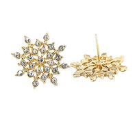 Earrings Jewelry Temperament Bright Inlaid Snowflake Earrings Cubic Zirconia Winter Snowflakes Elegant Starstruck Snowflake Without (Gold, One Size)