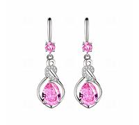 Earrings Multicolor Earrings New Shiny Zircon Women's Large Medium Long Drop Earrings Copper 70mm Hoop Earrings for Women (C, One Size)