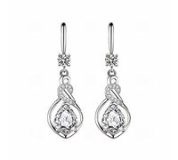 Earrings Multicolor Earrings New Shiny Zircon Women's Large Medium Long Drop Earrings Copper Pearl Hoop Earrings Small (A, One Size)