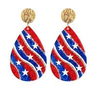 Earrings Multipack Independence Day Earrings Acrylic Glitter Heart Star Flower Letter Drop Dangle for Shining Red White Blue Flag 4th of July Jewelry Silver Hoop (B, 3x3cm)