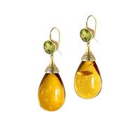 Earrings Peridot Imitation Amber Pendant Earrings Bohemian Creative Drop Earrings