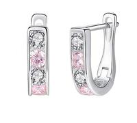 Earrings Pink Red Enamel Heart Flower Crystal Stud Earring For Girls Jewelry