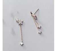 Earrings,S925 Earrings, Ladies Asymmetrical Diamond Star Moon Earrings &Rose, 925