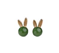 earrings, S925 Silver Gold-Plated Natural Hotan Jasper Rabbit Earrings for Women