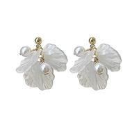 Earrings Set for Women Dangle Earrings Synthetic Resin Petals Drop Long Earring For Women Heart Pearl (d-White, One Size)