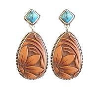 Earrings Set for Women Dangle Wedding Vintage Turquoise Earrings Drop Boho Engagement Hooks Gemstone for Girls with Sensitive Ears (Brown-B, One Size)