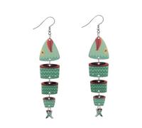 Earrings Set for Women Girls Trendy Fish Design Layer Connected Earrings Unique Dangle Jewelry Crystals for Women (c-Green, 9. 5X2. 1CM)