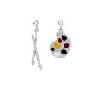 Earrings Sets For Women Earrings Paintbrush Panel Retro Asymmetrical Stud Silver Hoop Earings (White, 1x5. 5cm)