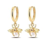 Earrings Stud Women Jewellery Jewelry Elegant 925 Spread Wings Bee White Pearl Accessories Show Your Beauty Versatile Fashion Exquisite