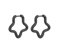 Earrings Stud Women Jewellery Jewelry Fashion Five-Pointed Star Butterfly Pendant Simple Moon Hip-Hop Girl Black-1Pair
