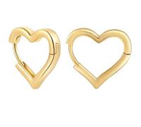 Earrings Stud Women Jewellery Jewelry Fashion Smooth Heart Hoop For Simple Gold Color Punk Buckle Love Piercing Earring Korean E1299Gold16Mm