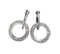 earrings, Stylish Luxury Full Diamond Earrings for Women Studded Diamond Geometric Circle Earrings Exquisite Jewelry Gifts