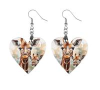 Earrings Trendy Dangle Statement Earrings for Women Cute Hypoallergenic Watercolor Deer Giraffe Printed Ear Pendant Stud