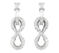 Swarovski Hyperbola drop earrings, Infinity, White, Rhodium plated