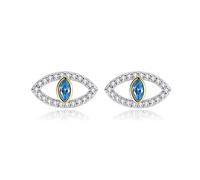 earrings, Vintage Turkish Evil Eye 925 Sterling Silver Stud s For Women Bohemian Circle Mini Small Jewelry(Wit)