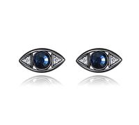 earrings, Vintage Turkish Evil Eye 925 Sterling Silver Stud s For Women Bohemian Circle Mini Small Jewelry(Black)