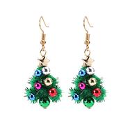Earrings Western Dangle Christmas Creative Christmas Tree Earrings Holiday Dangle for Women Set (green, One Size)