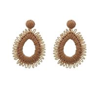 Earrings with Chain 80s Earrings for Women Dongdaemun Exaggerated Personality Raffia Fan Shaped Tassel Earrings Island Vacation Wind Earrings Fashion Chain Earrings Dangling Earrings for (A, One Size)