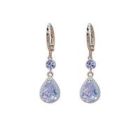 Earrings with Chain Zircon Water Drop Earrings Thin Dangle Elegant Rhinestone Earrings Wedding Women Accessories Water Drop Earrings For Women Fake Diamond Fake Earrings Studs (White, One Size)