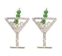 Earrings with diamond stud earrings and wine glass designs for festive lucky parties, geometric art, fashion earrings