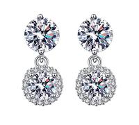 Earrings with Opal Silver Earrings Circle Inlaid Shaped Zircon Moissanite Stud Earrings Moissan Earrings Truck, one size, Metal, No Gemstone