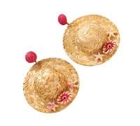 Earrings with Woven Rattan Accents, Hot, A