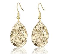 Earrings Women Dangly Plated Shaped Teardrop Hammered, Gold, 1 Pc | Premium Quality Material, Offers Convenient Functional Value, Suitable for Active Individuals, Daily Household Tasks