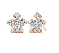 Earrings Women Ear Stud Girl Charming Crown Crystal Diamond Stud Earrings Jewellery Elegant Earrings Gift Rose Gold Portable and Useful, Diamond Rose Gold Crystal