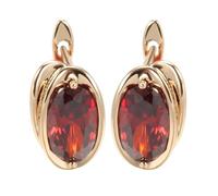 Earrings Women Stud Hoop Earrings Luxury Red Natural Zircon Drop Earrings For Women 585 Rose color Trendy Big Earrings
