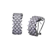 earrings, Zircons Silver Color Shiny Aaa Cubic Zirconia Stone Paved C Shape Half Round Hoop s For Women(Silver)