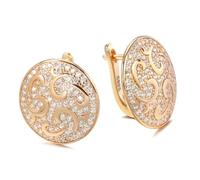 EarringWomen Stud Hoop Luxury Natural Rose color Crystal FlowerBig