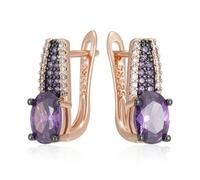 EarringWomen Stud Hoop Luxury Shiny Purple Natural For Rose Black Wedding Vintage
