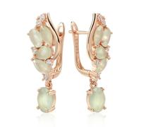 EarringWomen Stud Hoop Rose color Long Earring For Luxury Green Natural Flower Drop